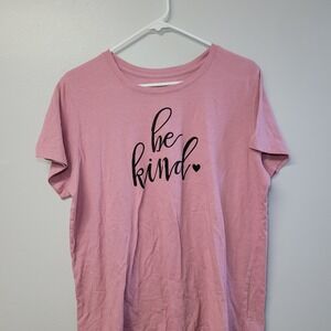 Positive Tees Be Kind Graphic T-Shirt Pink Womens XL Short Sleeve Heart